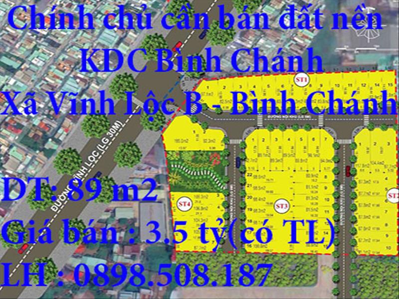 Chính chủ cần bán đất nền Khu dân cư Bình Chánh Vĩnh Lộc B Bình Chánh Thành Phố Hồ Chí Minh