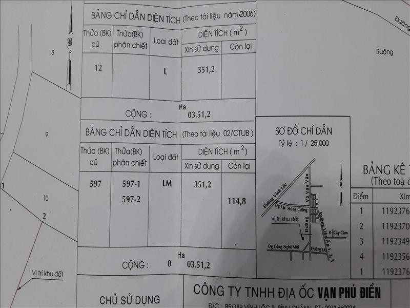 Bán đất đường 1B Vĩnh Lộc B dt 12x14 giá 1.65 tỷ