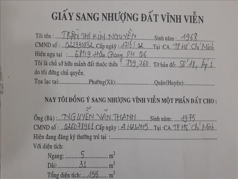 Bán lô đất 5x31 lô góc mặt tiền đường 1A Vĩnh Lộc B, Bình Chánh giá 3.2 tỷ