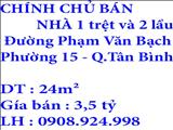 CHÍNH CHỦ BÁN NHÀ PHƯỜNG 15 QUẬN TÂN BÌNH